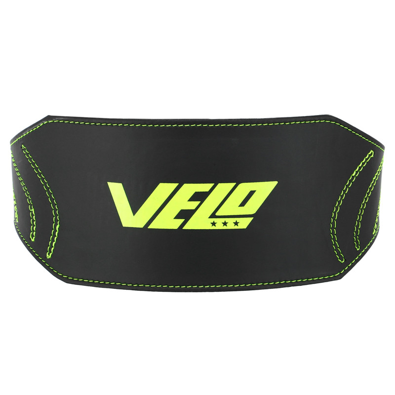 Пояс атлетичний шкіряний VELO VL-9739 спинка-15см розмір-S-XXL чорний-салатовий