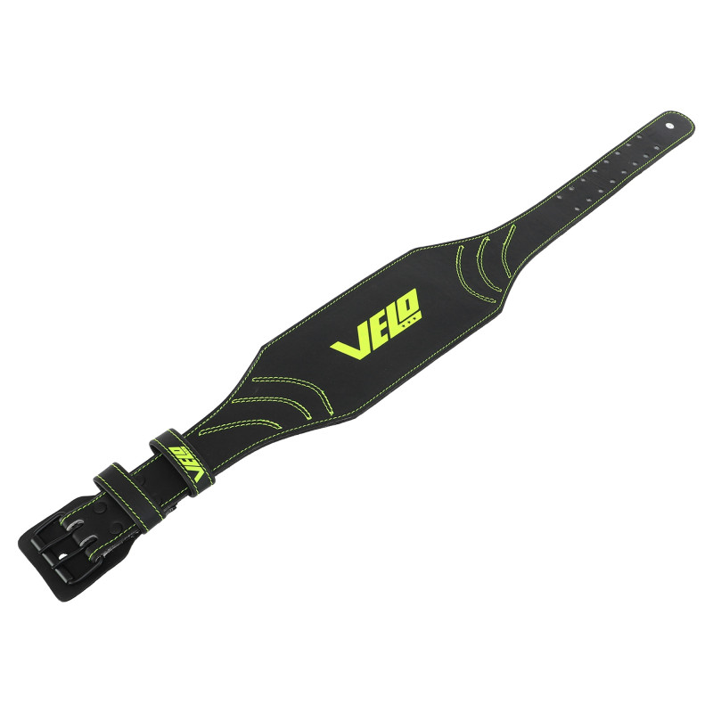 Пояс атлетичний шкіряний VELO VL-9739 спинка-15см розмір-S-XXL чорний-салатовий