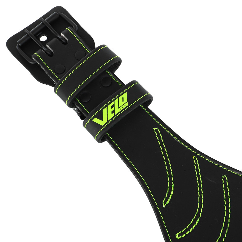 Пояс атлетичний шкіряний VELO VL-9739 спинка-15см розмір-S-XXL чорний-салатовий