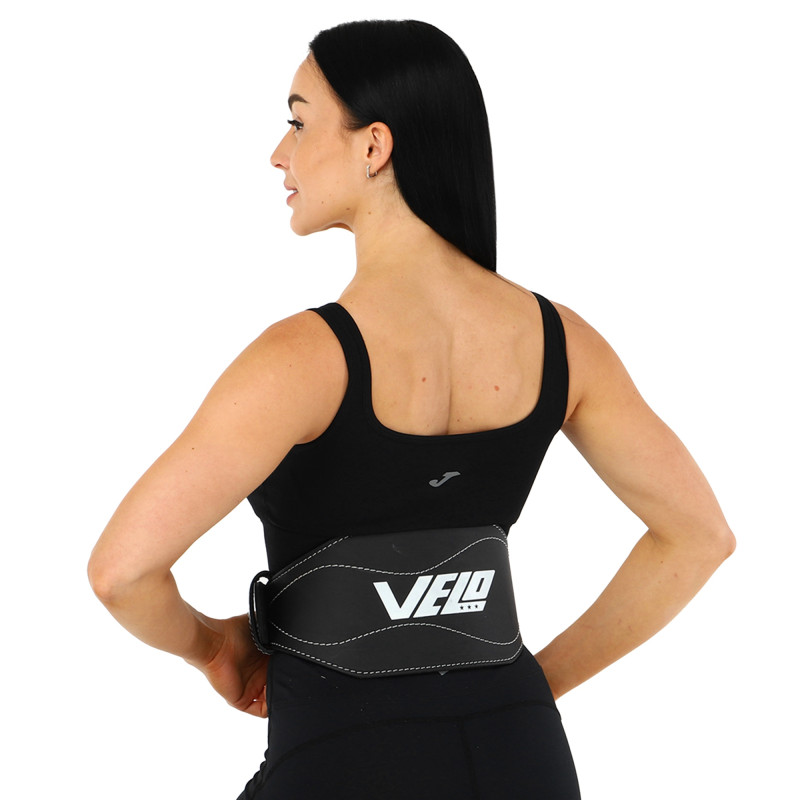 Пояс атлетичний шкіряний VELO VL-9741 спинка-15см розмір-S-XXL чорний-білий