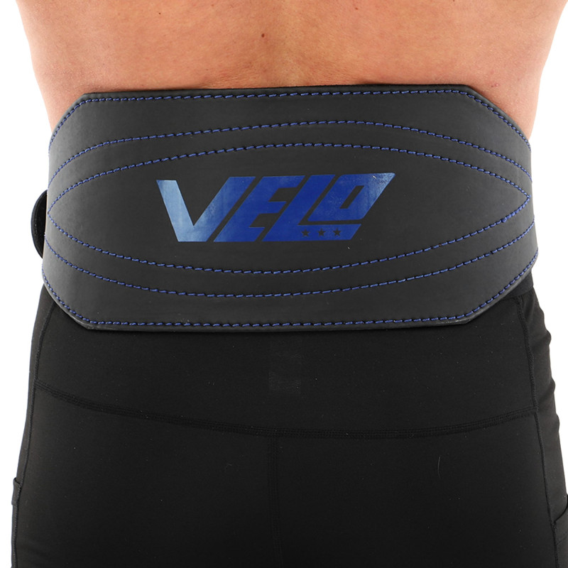 Пояс атлетичний шкіряний VELO VL-9742 спинка-15см розмір-S-XXL чорний-синій