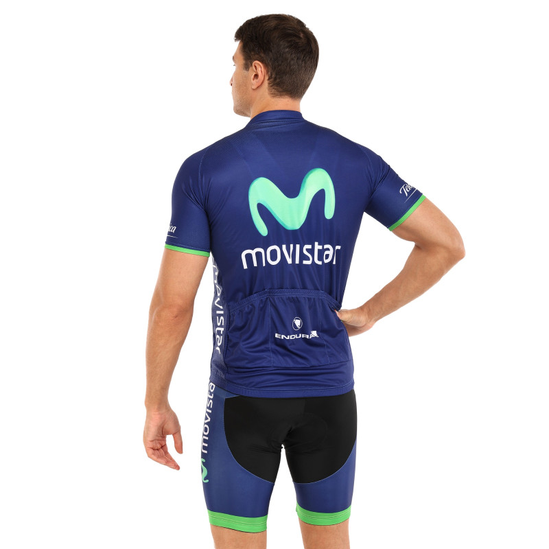 Велоформа літня джерсі та шорти з лямками SPOINT MOVISTAR Y-104 M-3XL синій-зелений