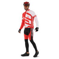 Велоформа демісезонна джерсі з довгим рукавом і штани з лямками SPOINT SPECIALIZED Y-5 M-3XL червоний-чорний-білий