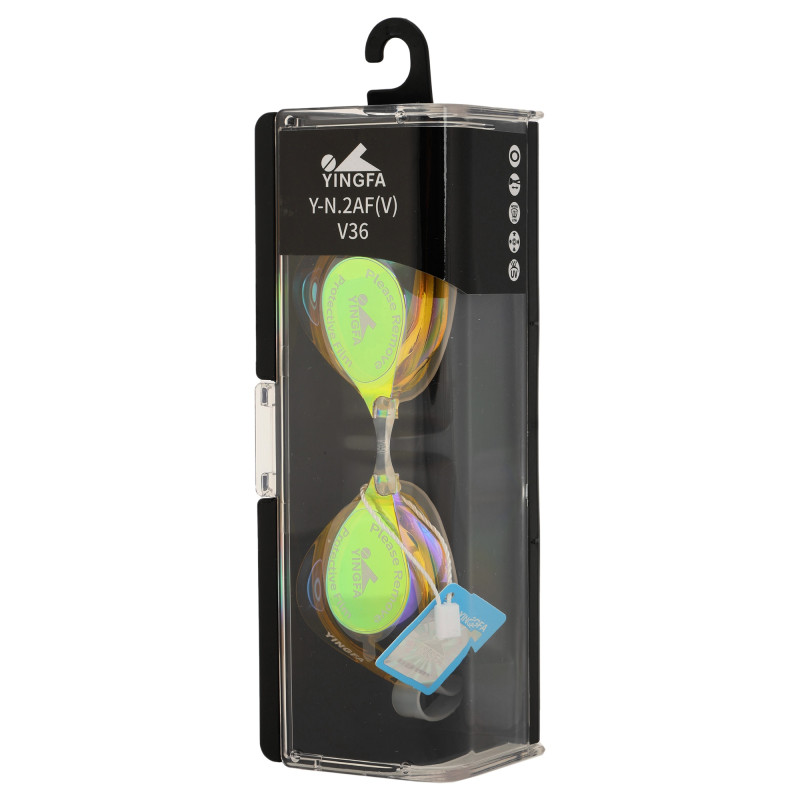 Окуляри для плавання стартові райдужні лінзи YINGFA Y-N2AF-V кольори в асортименті