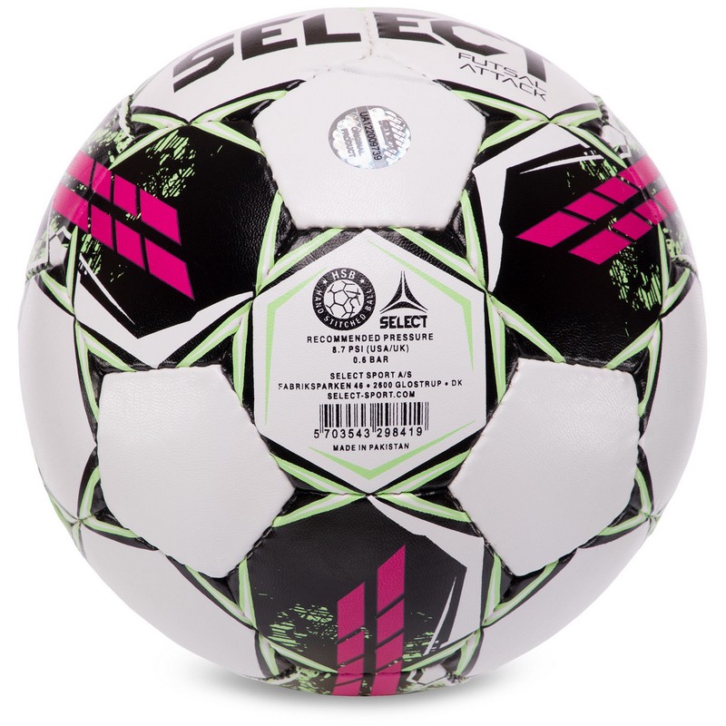 М'яч для футзалу SELECT FUTSAL ATTACK V22 Z-ATTACK-WP №4 білий-рожевий