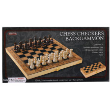 Шахи нарди 3 в 1 набір настільних ігор дерев'яні ZOOCEN ZC7234 розмір 34см x 34см х 2,5см